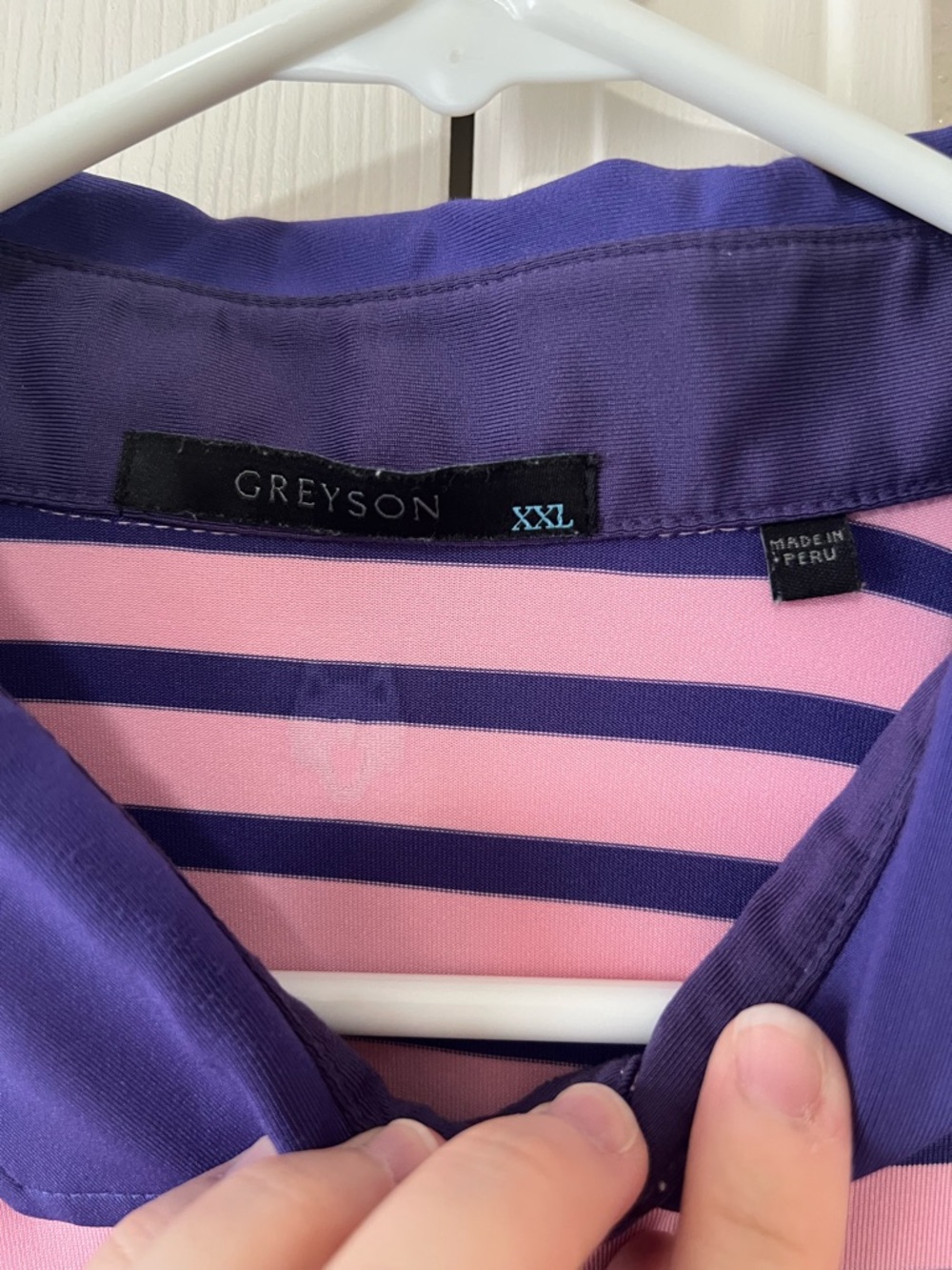 Greyson Men’s Pink & Purple Striped Performance Golf Polo Size XXL - Picture 4 of 10